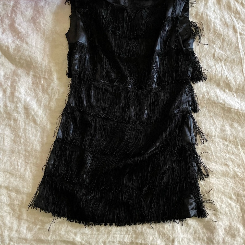 Micro Mini Black Fringe Dress